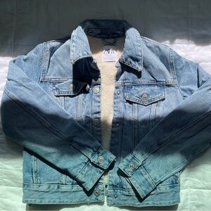 Zara Blue Denim Women's Sherpa Fleece-Lined Jean Jacket - XS